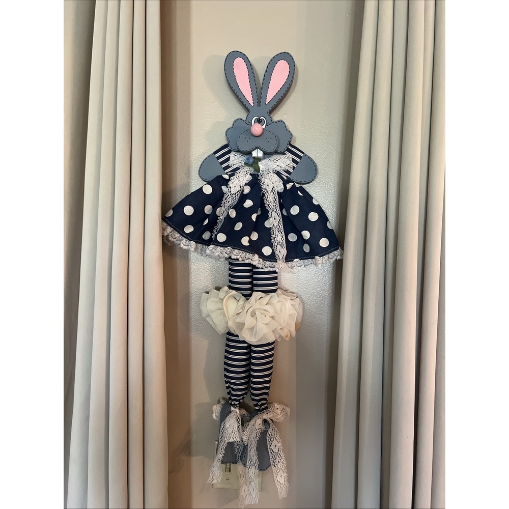 Vintage Easter Wall Decor Wood & Cloth Bunny Country Cottagecore